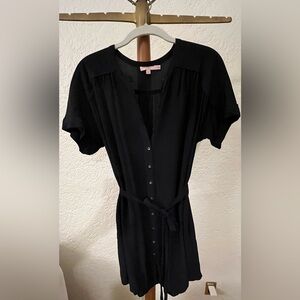 Calypso St. Barth Navy Blue Silk Button-Down Dress